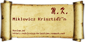 Miklovicz Krisztián névjegykártya